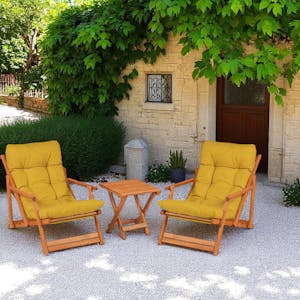 Salon jardin détente jaune - 2 assises confort SORA